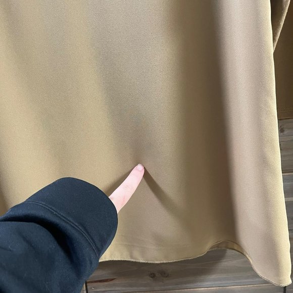 LYSSE New York Windsor Camel Mixed Media Chiffon Overlay Tunic Top Women Size L - Picture 3 of 16